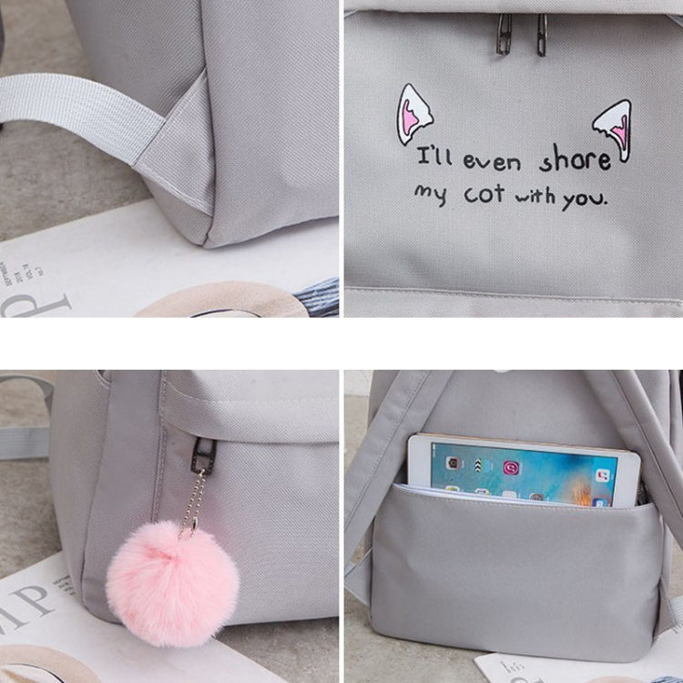 4pcs /Set Student Schoolbag Casual Outdoor Traveling Shoulder Bag(Pink)