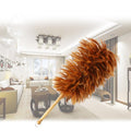 Thickened Natural Feather Duster Wooden Handle Dust Duster Home Car Dust Collector(Gold)