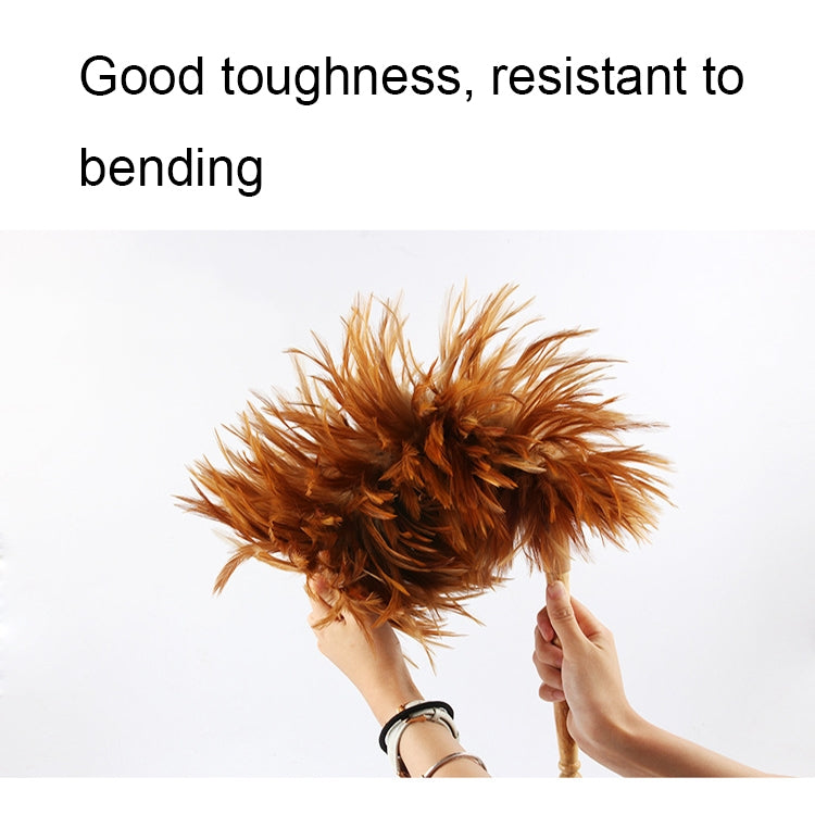 Thickened Natural Feather Duster Wooden Handle Dust Duster Home Car Dust Collector(Gold)