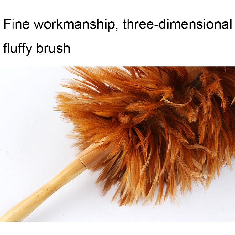 Thickened Natural Feather Duster Wooden Handle Dust Duster Home Car Dust Collector(Gold)