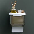 Punch-free Bathroom Transparent Waterproof Tissue Box Toilet Wall-mounted Storage Rack, Size: Small (Black)