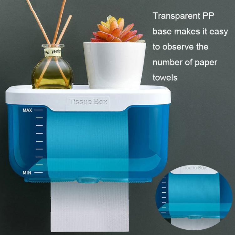 Punch-free Bathroom Transparent Waterproof Tissue Box Toilet Wall-mounted Storage Rack, Size: Large (Pink)