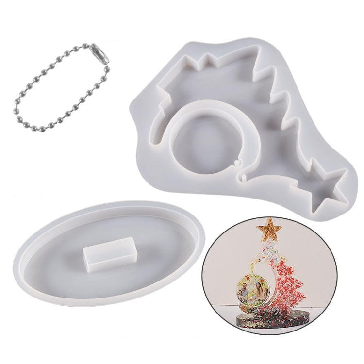 Crystal Epoxy Resin Christmas Tree Silicone Mold With 10pcs Silver Bead Chain
