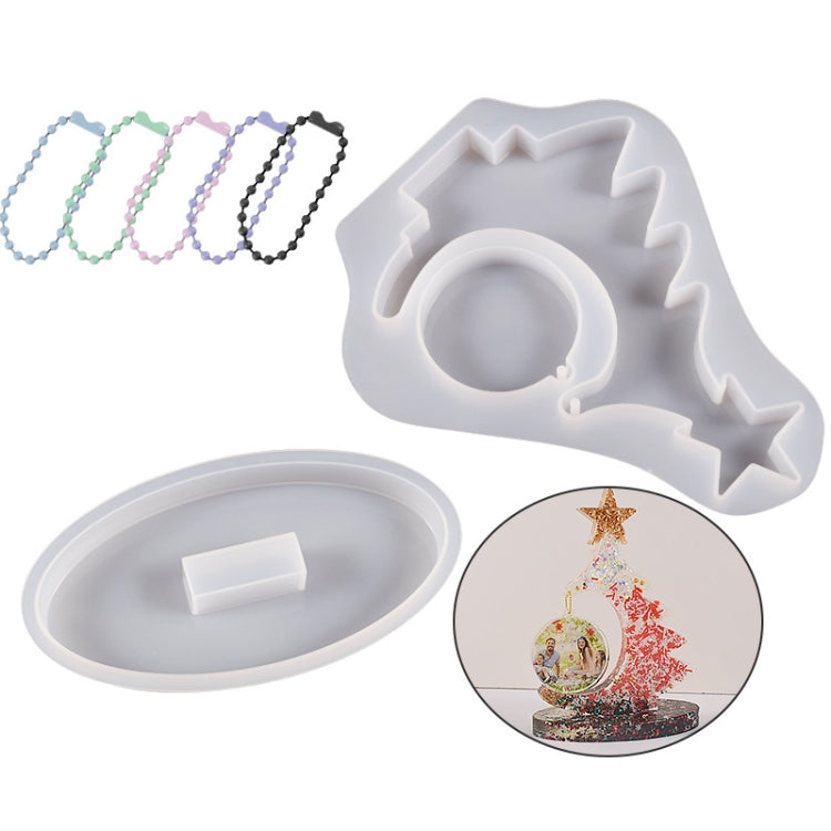 Crystal Epoxy Resin Christmas Tree Silicone Mold With 10pcs Colorful Bead Chain