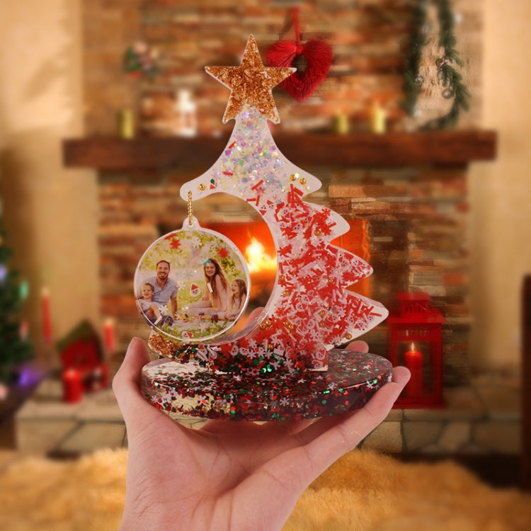 Crystal Epoxy Resin Christmas Tree Silicone Mold With 10pcs Colorful Bead Chain