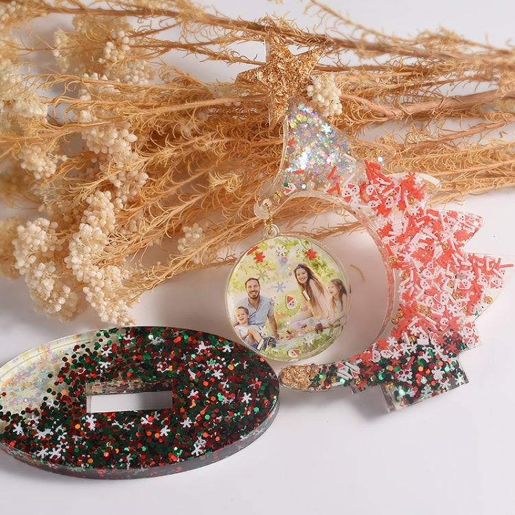 Crystal Epoxy Resin Christmas Tree Silicone Mold With 10pcs Gold Bead Chain