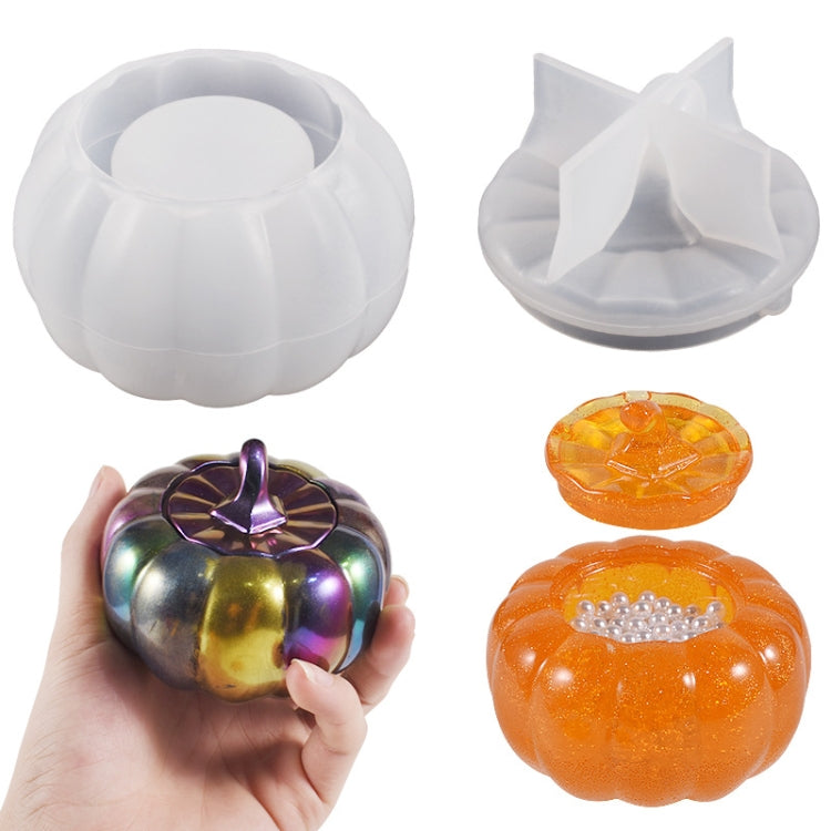 DIY Crystal Epoxy Pumpkin Storage Box Mold Halloween Silicone Mold(Cover+Base Combination)