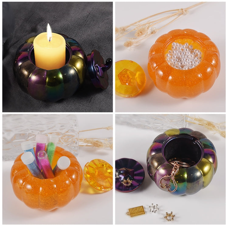 DIY Crystal Epoxy Pumpkin Storage Box Mold Halloween Silicone Mold(Cover+Base Combination)