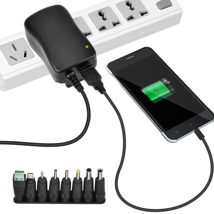 30W USB Interface Adjustable Power Adapter With Power Monitoring LED Light, Specification: UK Plug