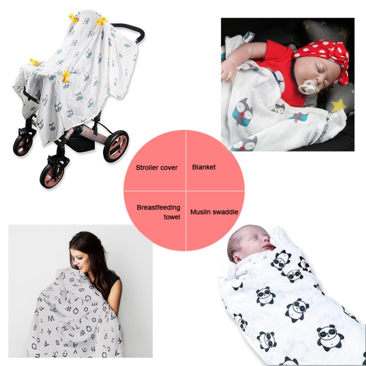 Cartoon Baby Soft Gauze Quilt Swaddle Cotton Bath Towel 117 X 117cm, Style: Blue Elephant