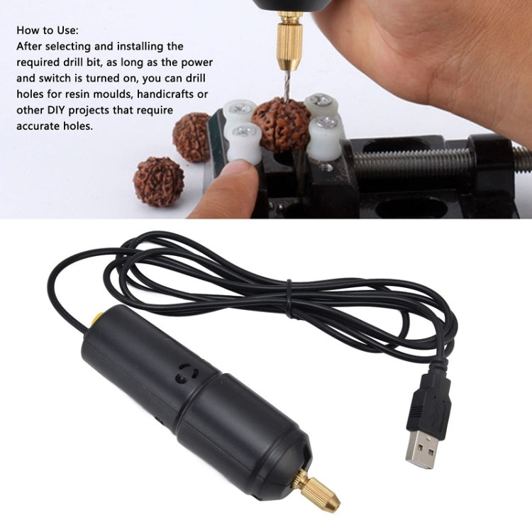 USB Interface 360 Mini Electric Drill Manual Glue Drilling Electric Drill, Set: Drill+4pcs Wrench+100pcs Nails+Clamp Bed+20pcs Key Ring