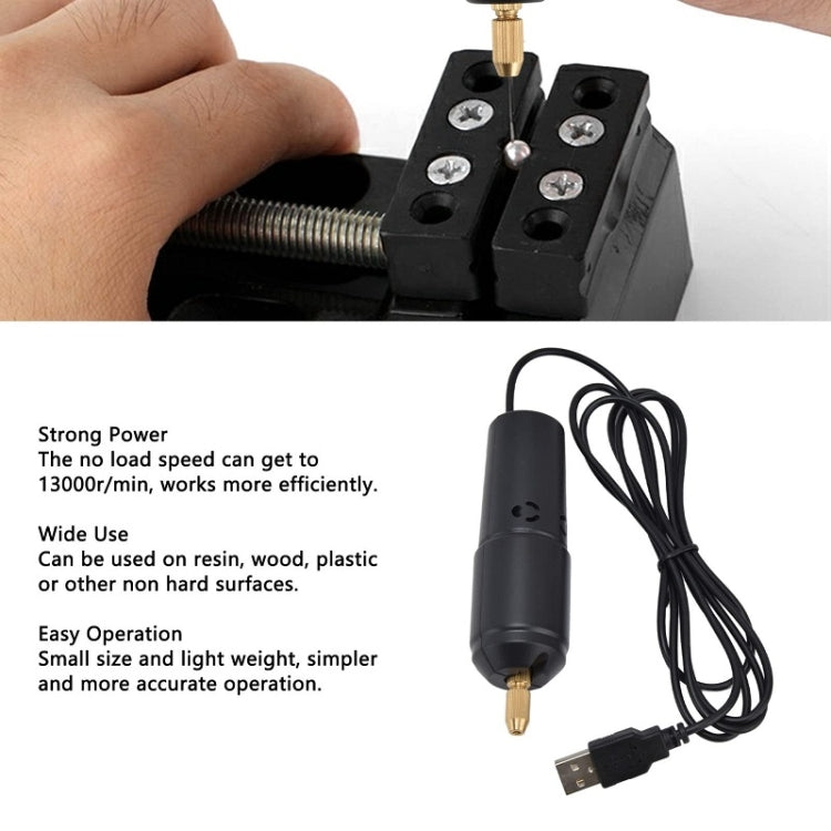 USB Interface 360 Mini Electric Drill Manual Glue Drilling Electric Drill, Set: Drill+4pcs Wrench+100pcs Nails+Clamp Bed+20pcs Key Ring