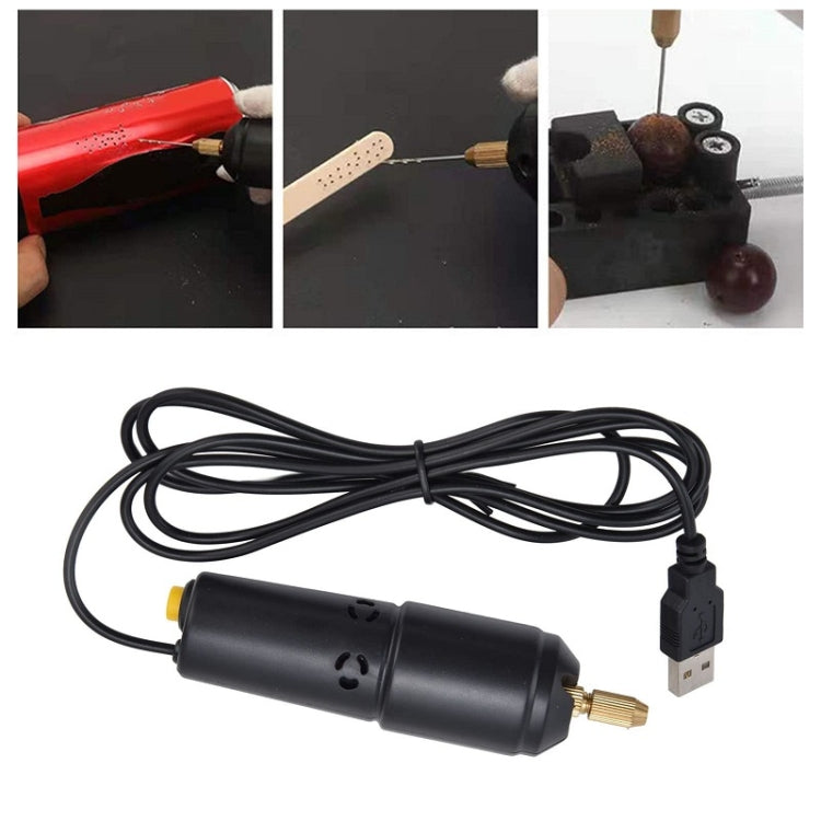 USB Interface 360 Mini Electric Drill Manual Glue Drilling Electric Drill, Set: Drill+4pcs Wrench+100pcs Nails+Clamp Bed+20pcs Key Ring
