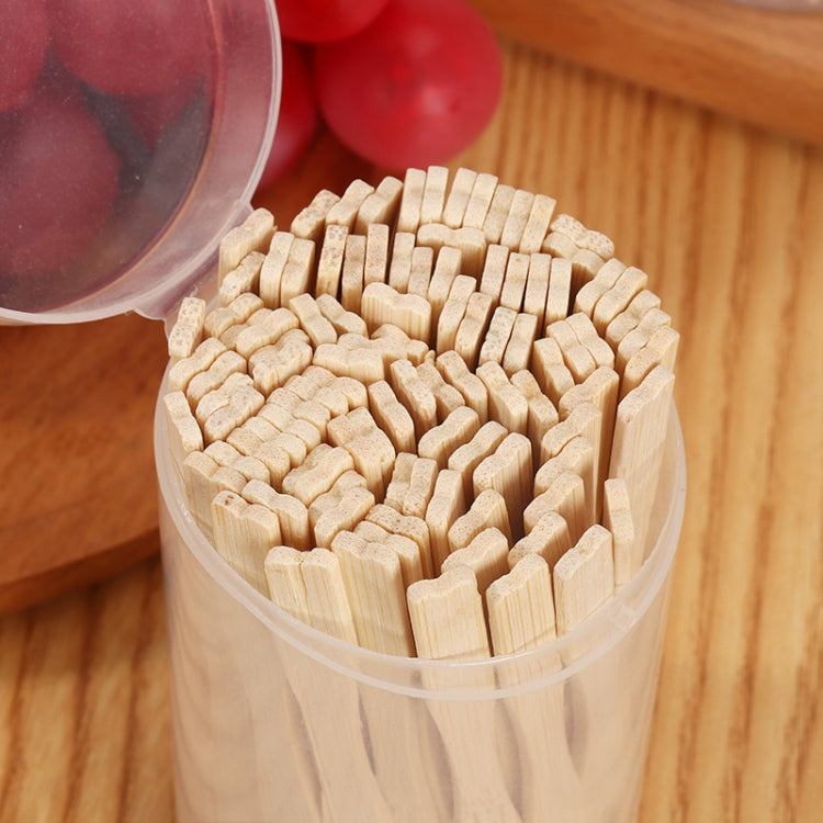100pcs /Can Bamboo Fruit Stick Disposable Two Tines Dessert Fork For Home Use