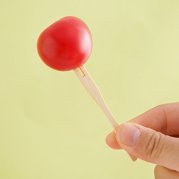 100pcs /Can Bamboo Fruit Stick Disposable Two Tines Dessert Fork For Home Use