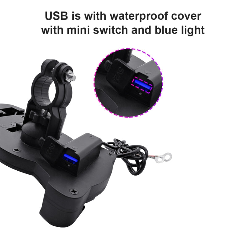 Motorcycle Sunshade Rainproof Mobile Phone Holder, Shape: Charging Mirror Holder 5V-2A
