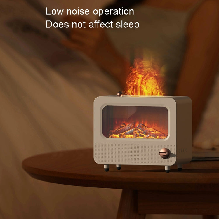 USB White Noise Simulation Flame Fire Furnace Aromatherapy Machine Indoor Large Spray Measurement Humidifier(Black)