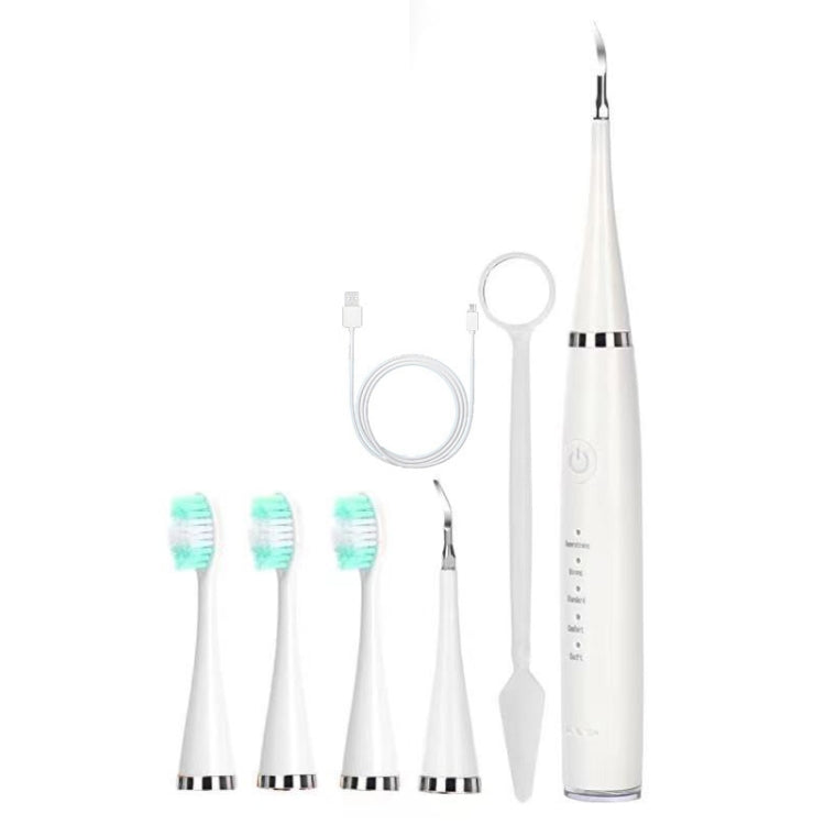 6 In 1 Electric Dental Scaler Calculus Removal Teeth Cleaning Set, Color: White Exclusive