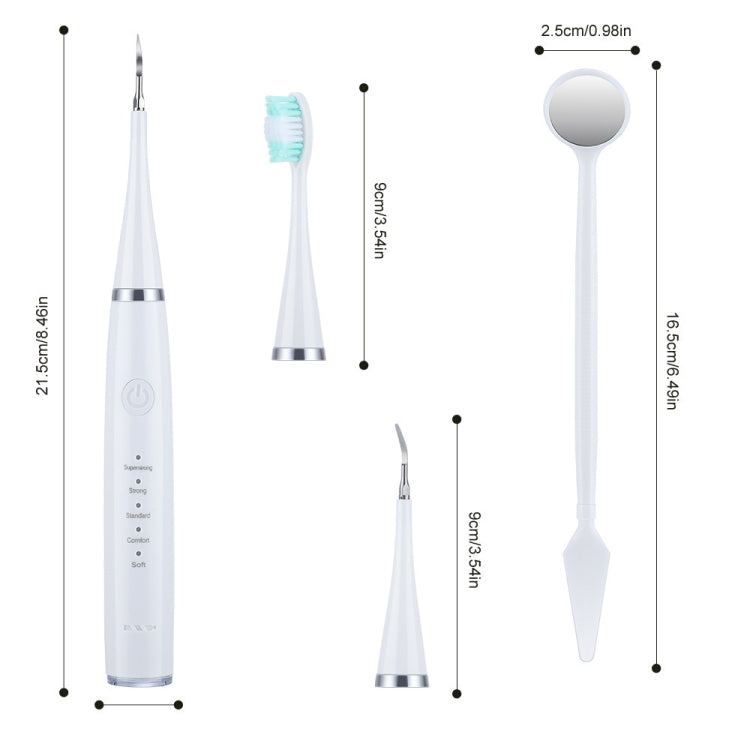 6 In 1 Electric Dental Scaler Calculus Removal Teeth Cleaning Set, Color: Black Basic