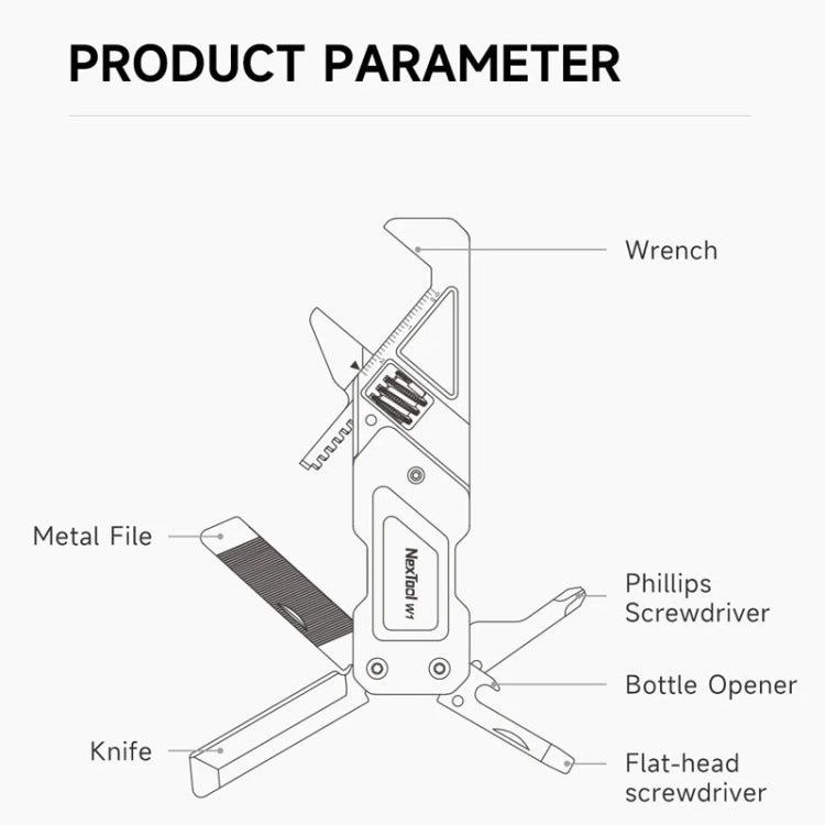 Nextool  6-in-1 Multi-functional Mini Wrench Portable Folding Knife File Screwdriver Bottle Opener NE20238