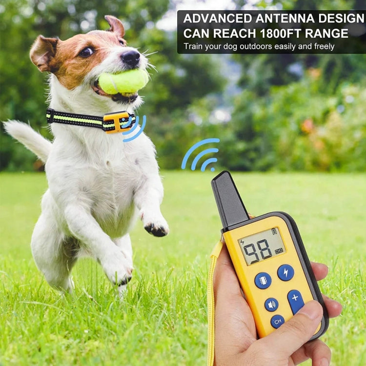 800m Remote Control Dog Trainer Stop Barker Electrical Shock Vibration Pet Collar(Khaki)