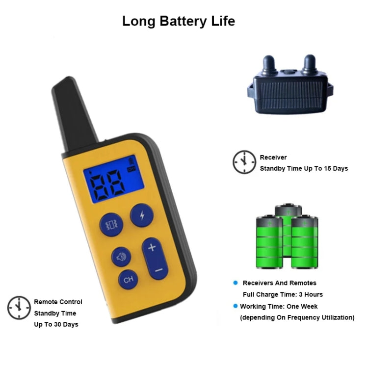 800m Remote Control Dog Trainer Stop Barker Electrical Shock Vibration Pet Collar(Khaki)