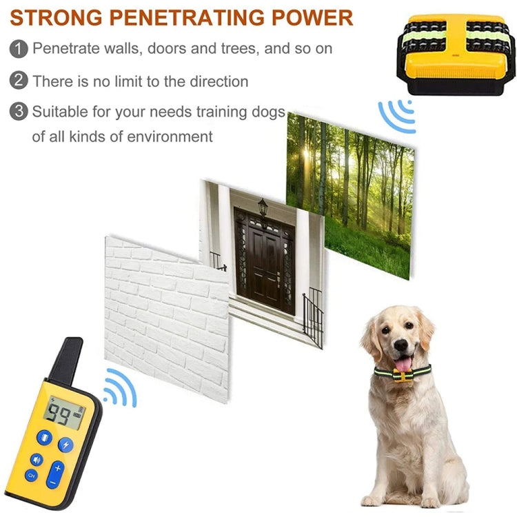 800m Remote Control Dog Trainer Stop Barker Electrical Shock Vibration Pet Collar(Khaki)