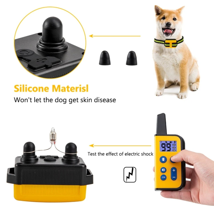 800m Remote Control Dog Trainer Stop Barker Electrical Shock Vibration Pet Collar(Khaki)