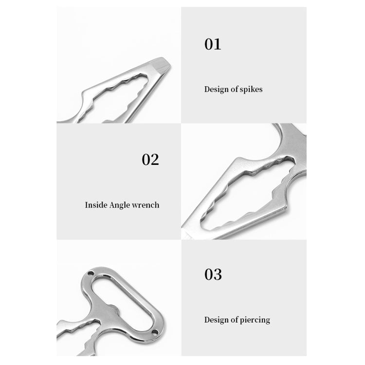 Outdoor Camping Supplies EDC Stainless Steel Multifunctional Wrench Self-defense Tools(036)