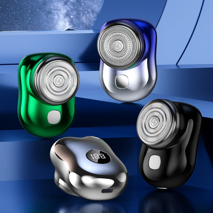 Three-Ring Knife Mesh Electric Men Shaver Travel Portable Mini Shaver, Color: Digital Display Green