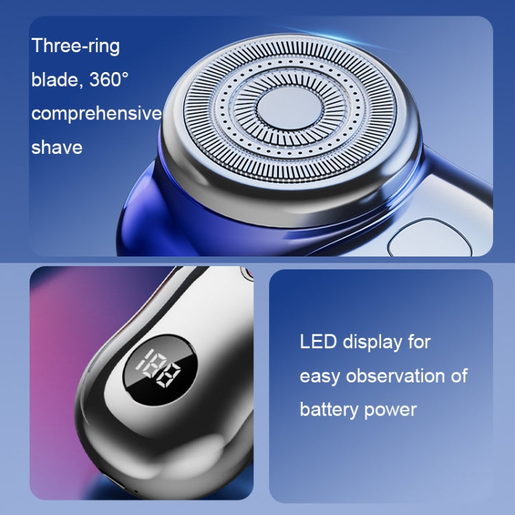 Three-Ring Knife Mesh Electric Men Shaver Travel Portable Mini Shaver, Color: Digital Display Green