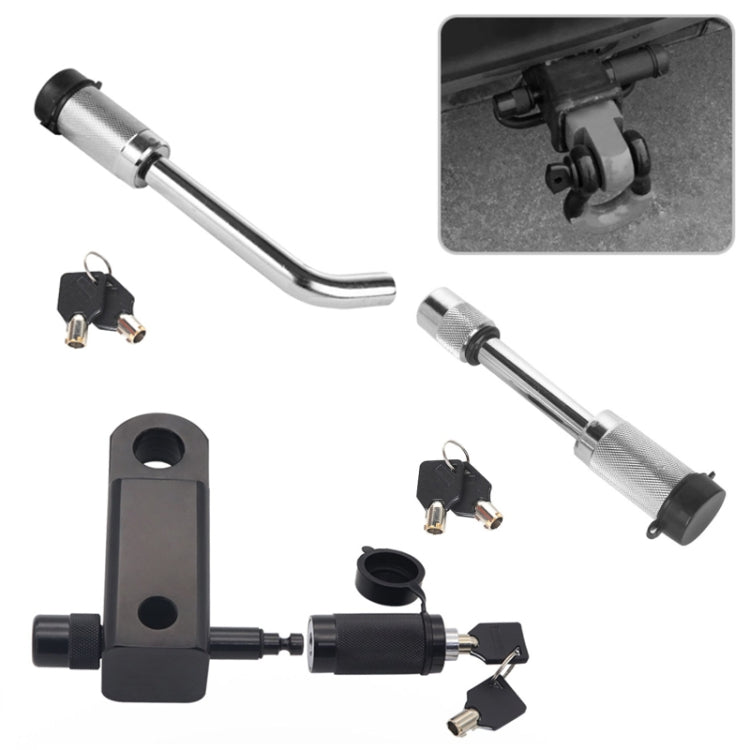 Car Latch Lock Trailer Tow Hook Anti-theft Padlock(Bending Silver)