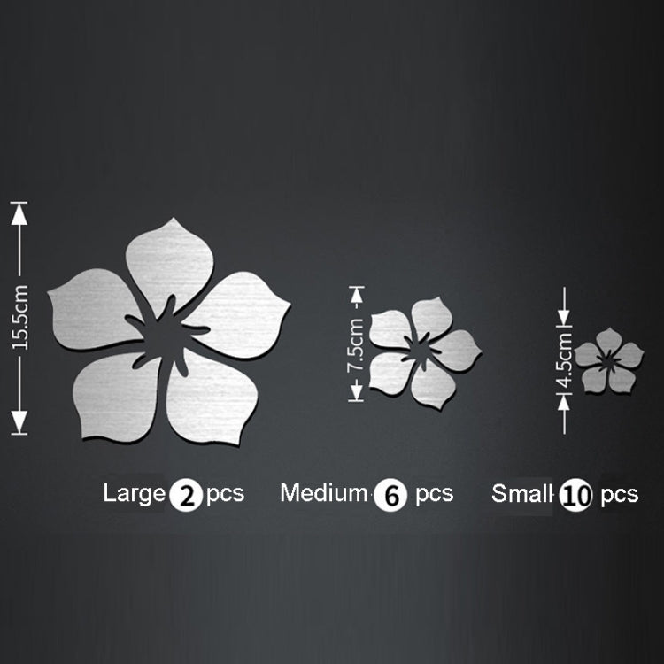 18pcs /Set Acrylic Cherry Blossom Mirror Wall Sticker Living Room Bedroom Background Wall Decoration(Silver)
