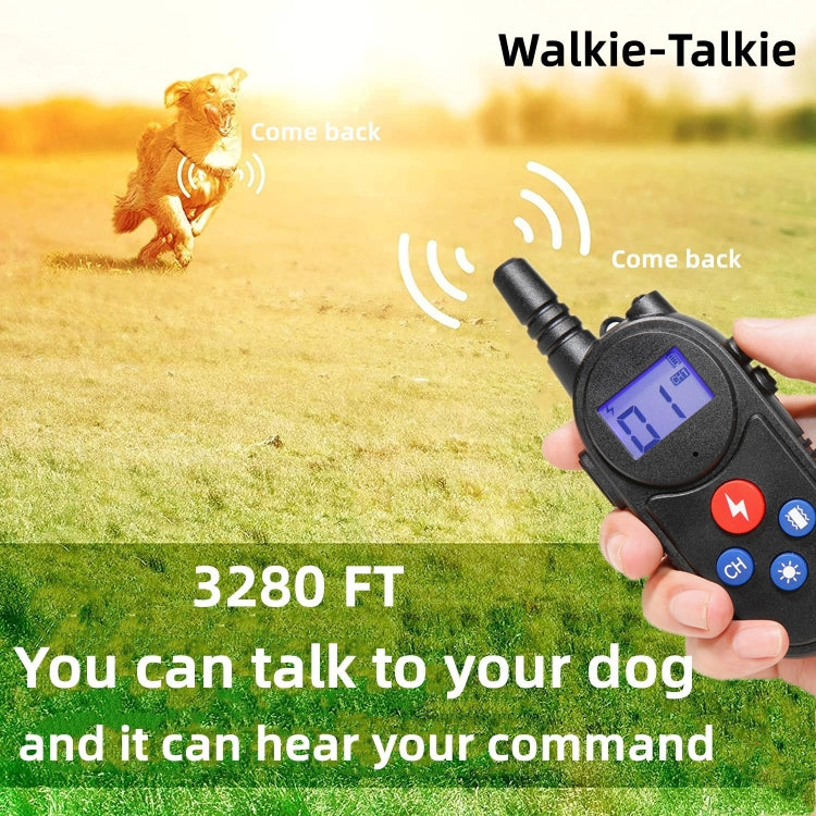 1000m Remote Control Intercom Dog Trainer Electric Shock Vibration Stop Barker(Black)