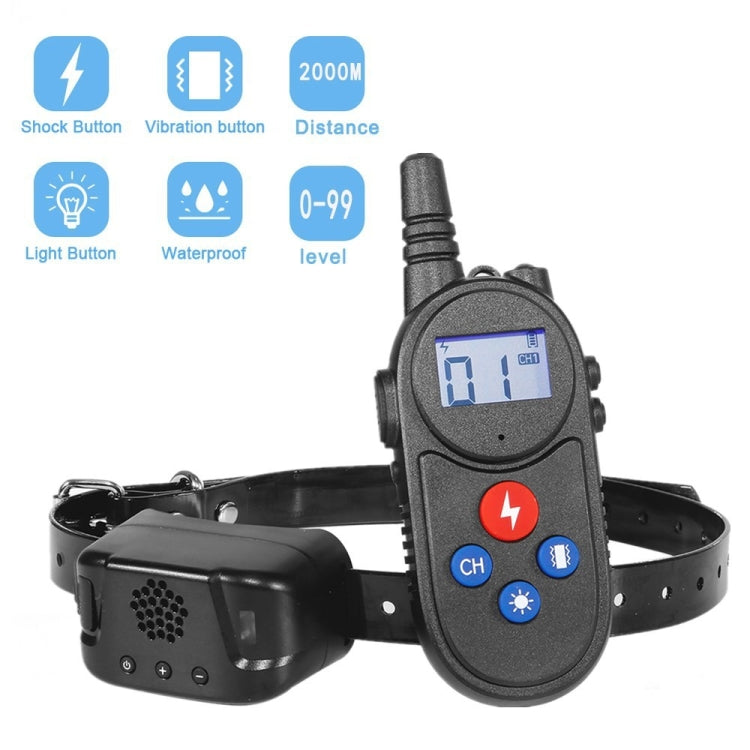 1000m Remote Control Intercom Dog Trainer Electric Shock Vibration Stop Barker(Black)