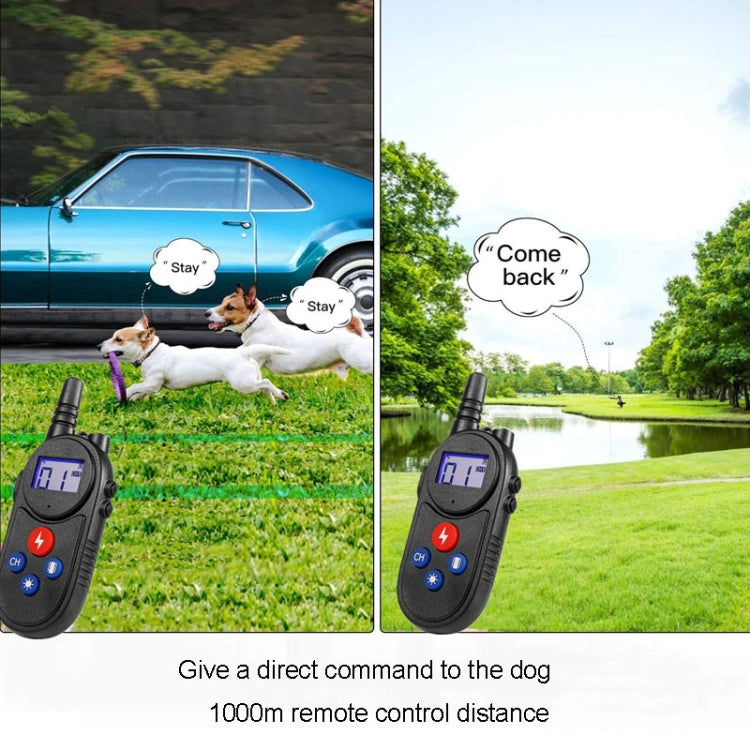 1000m Remote Control Intercom Dog Trainer Electric Shock Vibration Stop Barker(Black)
