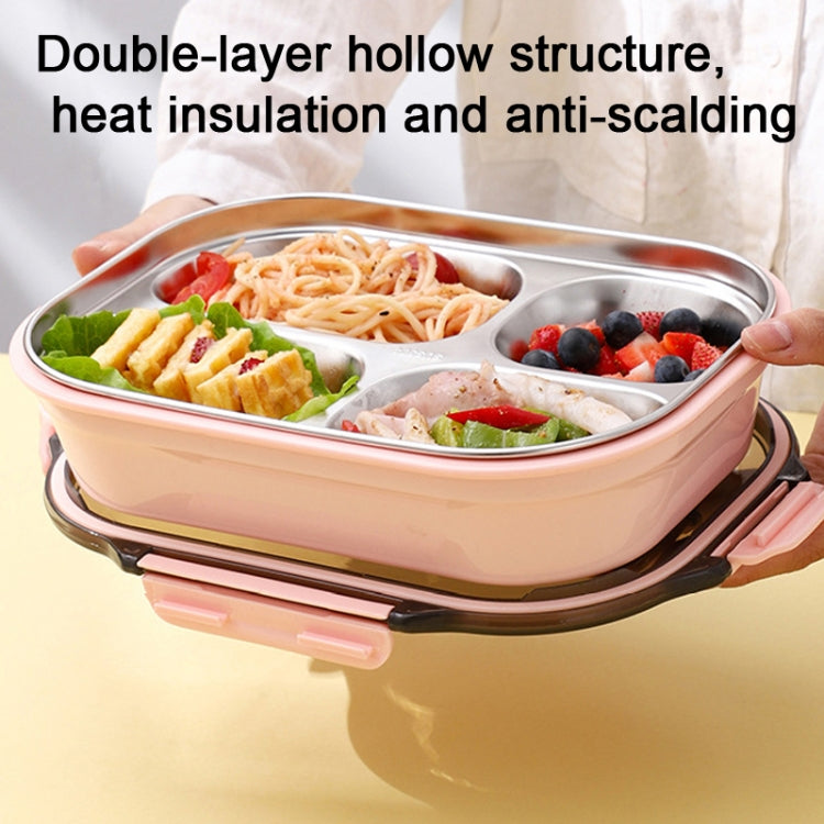 304 Stainless Steel Lunch Box Leakproof Insulated Student Dormitory Bento Box, Spec: 4 Grid Black