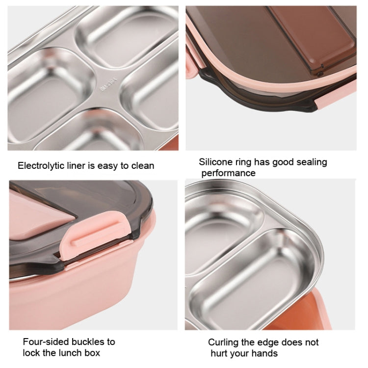 304 Stainless Steel Lunch Box Leakproof Insulated Student Dormitory Bento Box, Spec: 4 Grid Black