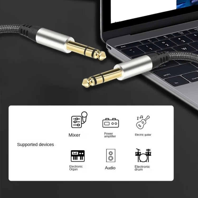 10m Audio Mixing Console Amplifier Drum Connection Cable 6.35MM Male To Male Audio Cable 28AWG OD4.0MM(Silver)