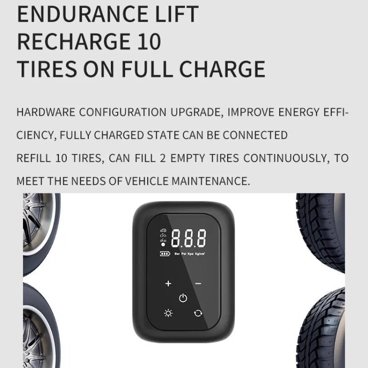 Multifunctional Portable Car Electric Wireless Tire Inflator Pump(Touch Screen Button)