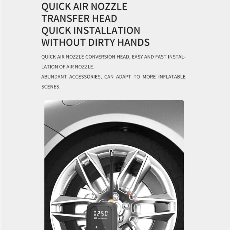 Multifunctional Portable Car Electric Wireless Tire Inflator Pump(Touch Screen Button)