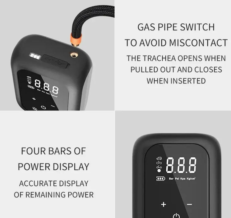 Multifunctional Portable Car Electric Wireless Tire Inflator Pump(Touch Screen Button)