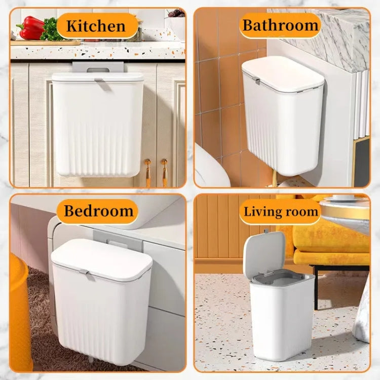 7L Kitchen Hanging Waste Bin With Lid Sliding Cover Under Sink Trash Can(Gray)