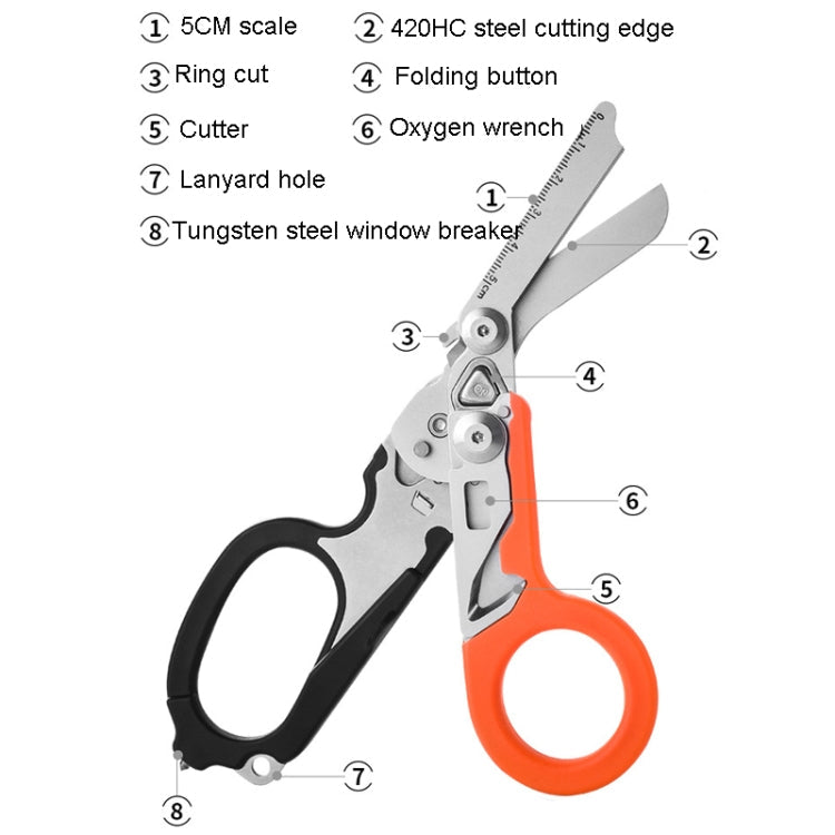 Multifunctional Outdoor First Aid Equipment Foldable Gadget Scissors(Blue)