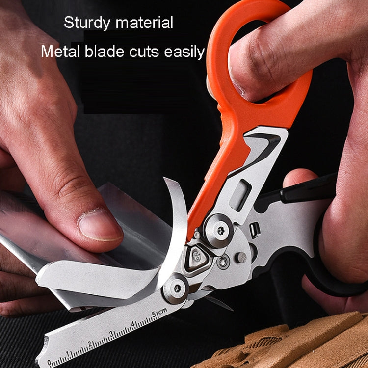 Multifunctional Outdoor First Aid Equipment Foldable Gadget Scissors(Blue)