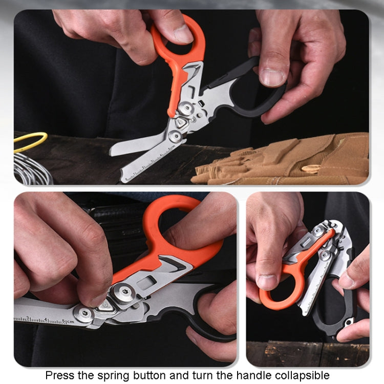 Multifunctional Outdoor First Aid Equipment Foldable Gadget Scissors(Orange)