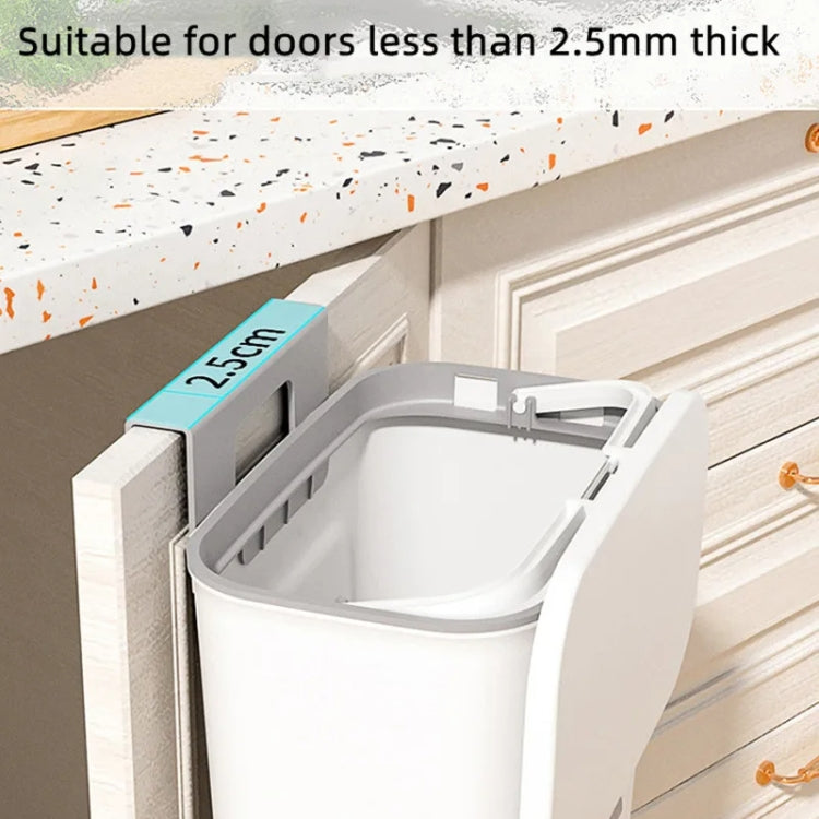 9L Kitchen Hanging Waste Bin with Lid Sliding Cover Under Sink Trash Can(Gray)