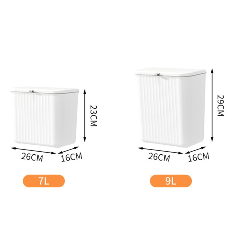9L Kitchen Hanging Waste Bin with Lid Sliding Cover Under Sink Trash Can(White)