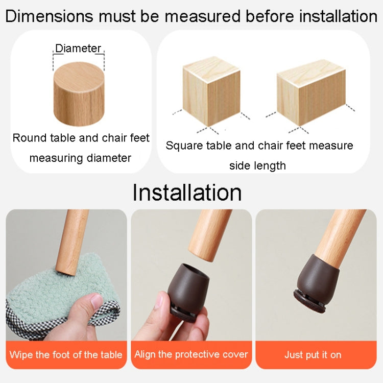1.25 inch 8pcs /Set 15 Degree Tilt Table And Chair Feet One-Piece Shock-Absorbing Protective Cover For Chairs(Round)