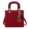 Retro Rhombus Pattern Women Handbag Texture Leather Crossbody Bag(Red)